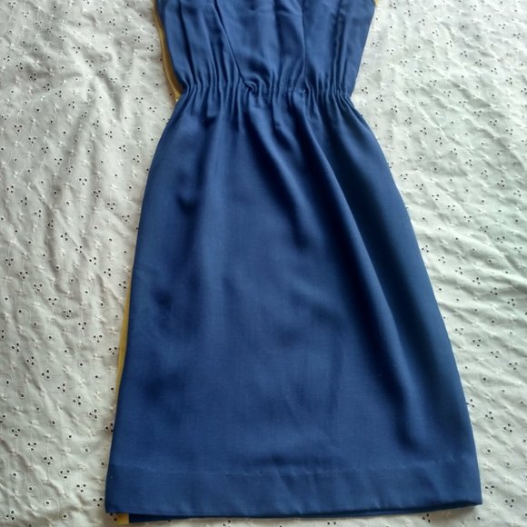 1960s Vintage Dress Blue Wiggle Mod Midcentury Side Buttons Swinging 60s - Picture 3 of 11